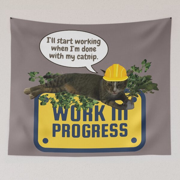 Item preview, Cat with a hard hat-Work in progress designed and sold by HappyHavenStu.