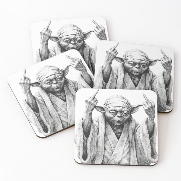 Item preview, Yoda Middle Finger, Funny Star Wars Fan Art, Black and White designed and sold by negve.