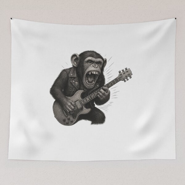 Item preview, Funny guitar-playing monkey,  Music and animal  lovers, Guitarist, musicians designed and sold by Right-UR.
