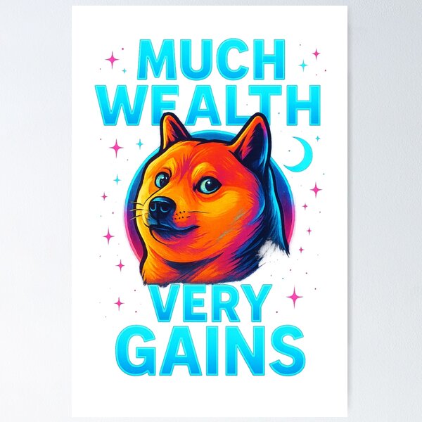 Artikel-Vorschau von Viel Reichtum, sehr viel Gewinn - Dogecoin Meme Neon Cyberpunk Crypto Design, designt und verkauft von Crypto_Store.