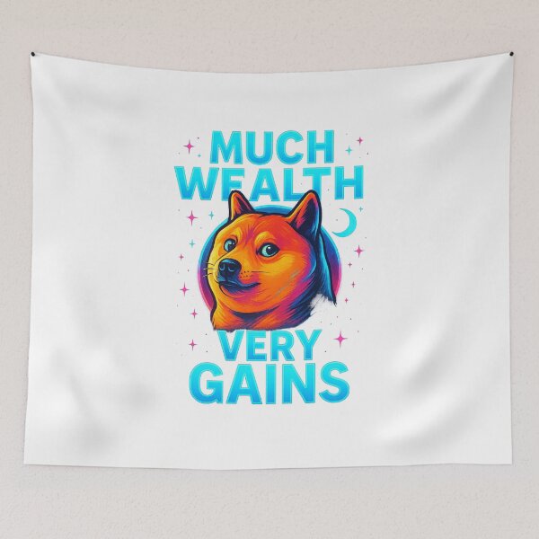 Item preview, Much Wealth Very Gains - Dogecoin Meme Neon Cyberpunk Crypto Design designed and sold by Crypto_Store.