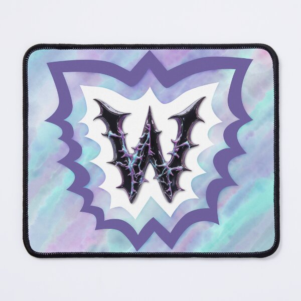 Item preview, W – Spiky Dark Chrome Letter with Bat Wings and Neon Veins designed and sold by testvvave.