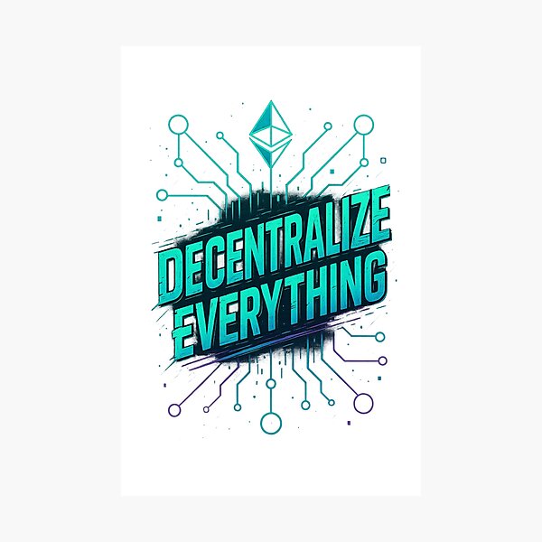 Artikel-Vorschau von Alles dezentralisieren – mutiges Cyberpunk-Krypto-Zitatdesign, designt und verkauft von Crypto_Store.