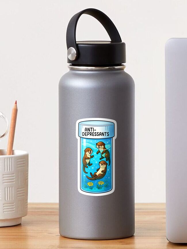 Thumbnail 1 von 3, Sticker, Antidepressiva Otter designt und verkauft von CapitanFarlaRoj.