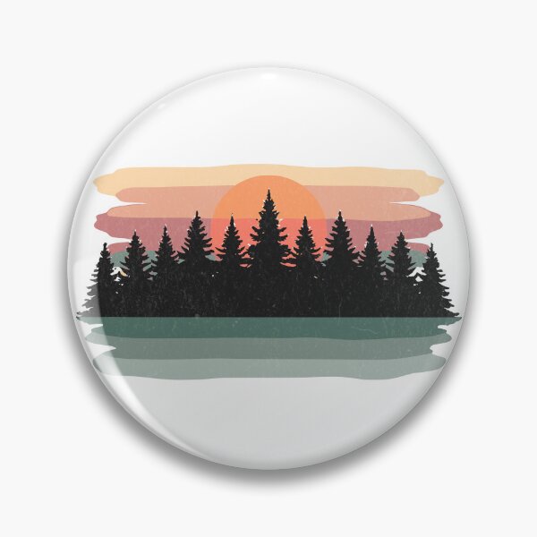 Artikelvorschau, Retro-Sonnenuntergang mit abstraktem Wald-Pinselstrich-Design entworfen und verkauft von DesignedByMarty.