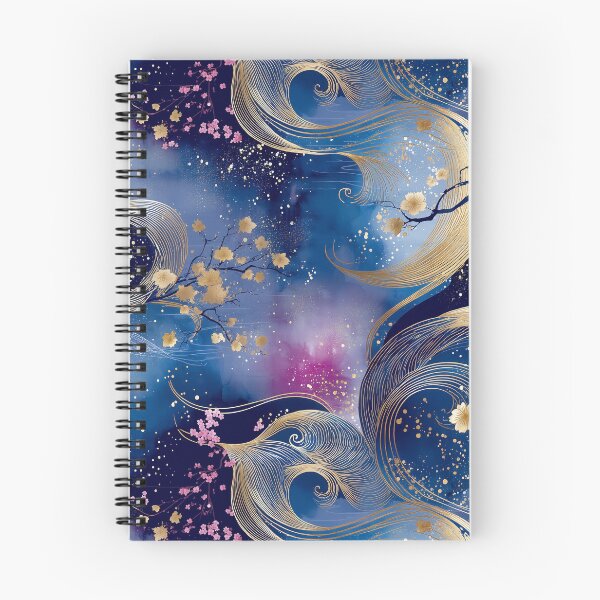 Item preview, Golden Currents & Sakura Flow – Japanese Abstract Floral Pattern designed and sold by Moisky Patterns.
