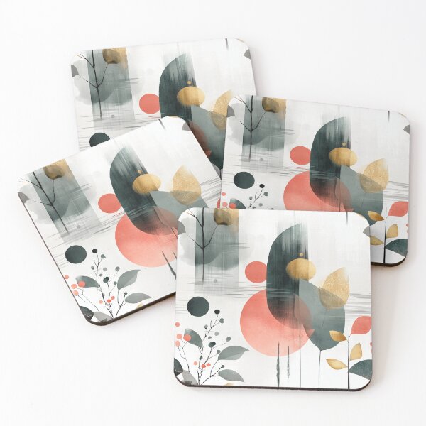 Item preview, Coral Silence – Floating Leaves in Ink and Gold designed and sold by Moisky Patterns.