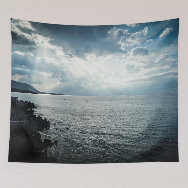 Item preview, Crepuscular Rays, Lungomare Cefalù, Cefalù, Sicily, Italy designed and sold by Douglas E. Welch Design and Photography.