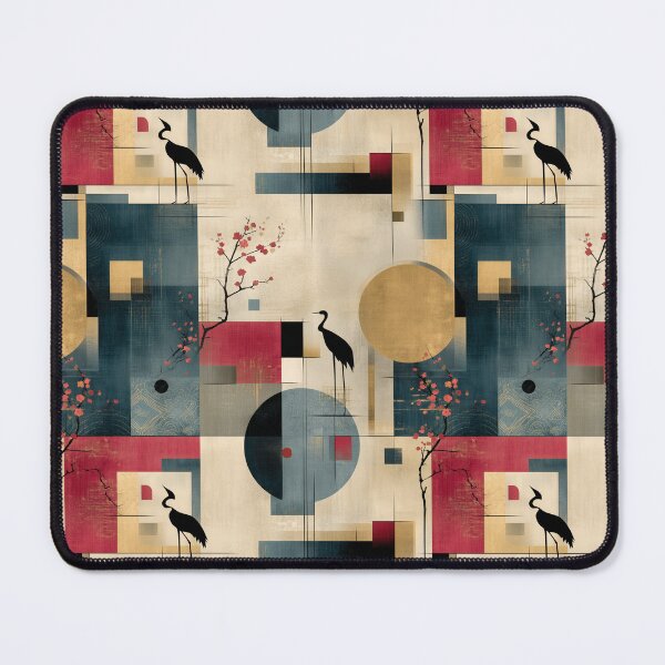 Item preview, Sun & Silence – Abstract Cranes with Sakura Geometry designed and sold by Moisky Patterns.
