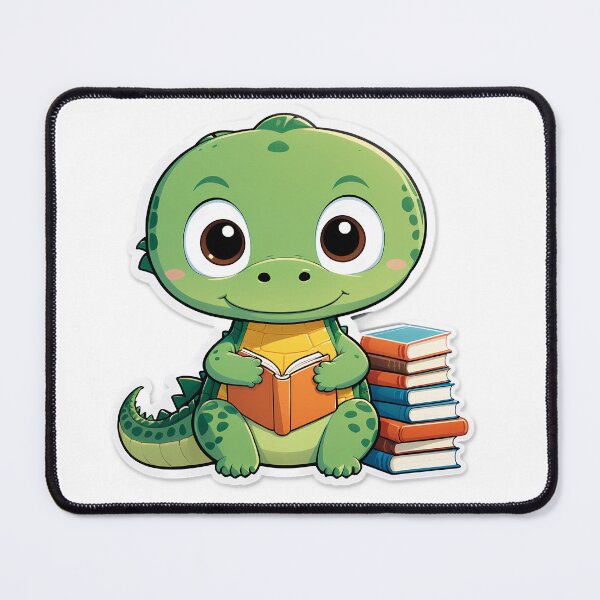Item preview, Alligator with books for book lover, reader, teacher librarian designed and sold by AnimalMenagerie.
