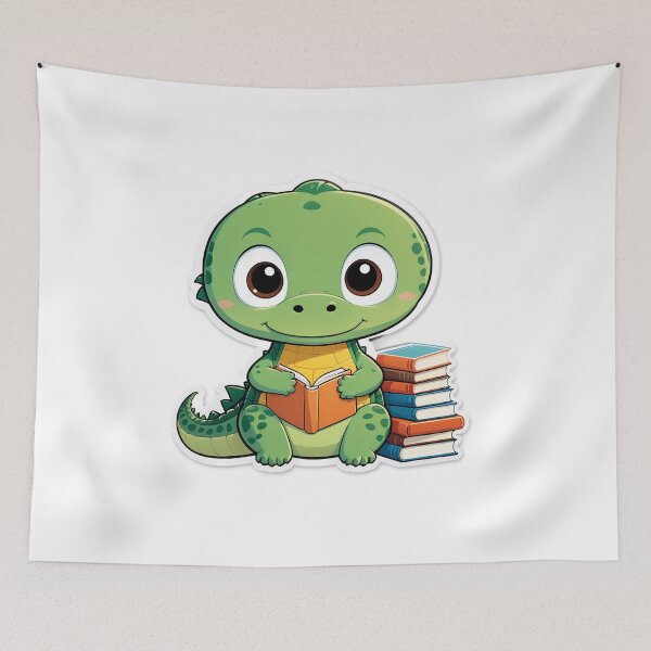 Item preview, Alligator with books for book lover, reader, teacher librarian designed and sold by AnimalMenagerie.