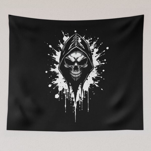 Item preview, Hooded Skull Vector Logo – Black & White Bestia Design with Calligraphy and Paint Splatter designed and sold by StooreYs.