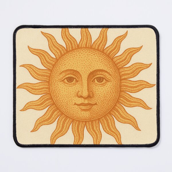 Item preview, Vintage Celestial Sun Face Illustration – Retro Boho Sun Art designed and sold by weirdfishes123.