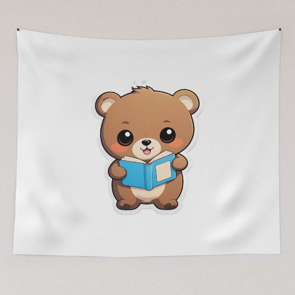 Item preview, Bear reading for book lover, reader, teacher librarian designed and sold by AnimalMenagerie.