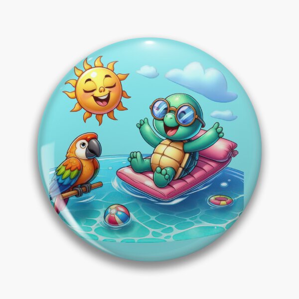 Item preview, Chillin' Turtle and Parrot Pool Party Fun designed and sold by IraBum.