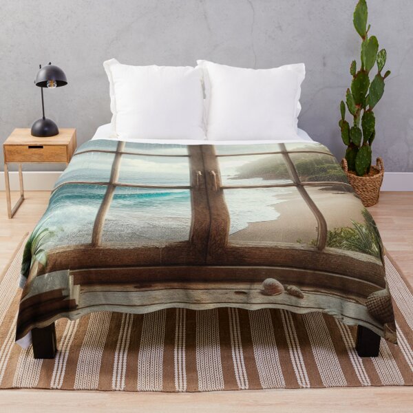 Item preview, Rustic Window Beach View in Bali – Ultra-Realistic Rainy Glass Design for Travel Lovers and City Vacation Dreamers designed and sold by knalpot-design.