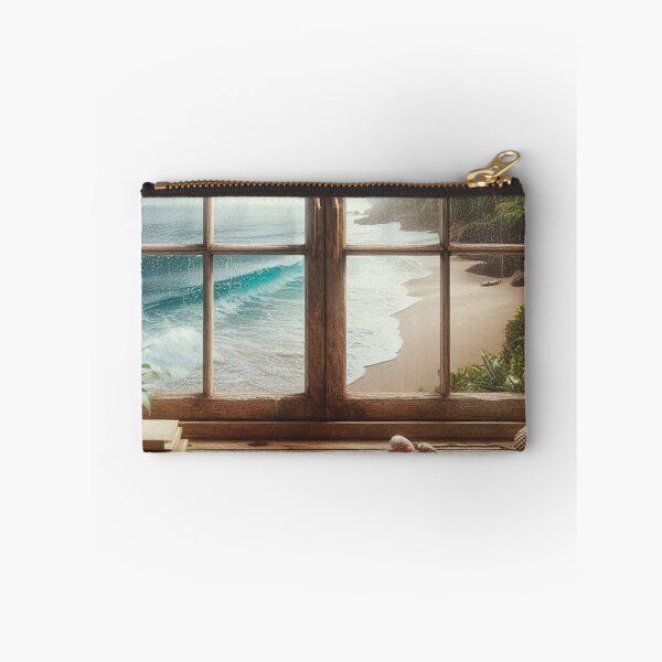 Item preview, Rustic Window Beach View in Bali – Ultra-Realistic Rainy Glass Design for Travel Lovers and City Vacation Dreamers designed and sold by knalpot-design.