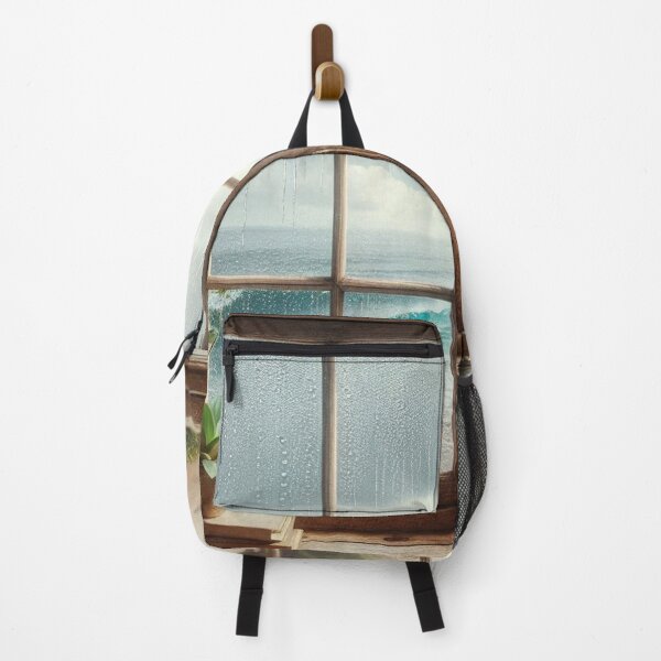 Item preview, Rustic Window Beach View in Bali – Ultra-Realistic Rainy Glass Design for Travel Lovers and City Vacation Dreamers designed and sold by knalpot-design.