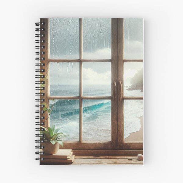Item preview, Rustic Window Beach View in Bali – Ultra-Realistic Rainy Glass Design for Travel Lovers and City Vacation Dreamers designed and sold by knalpot-design.