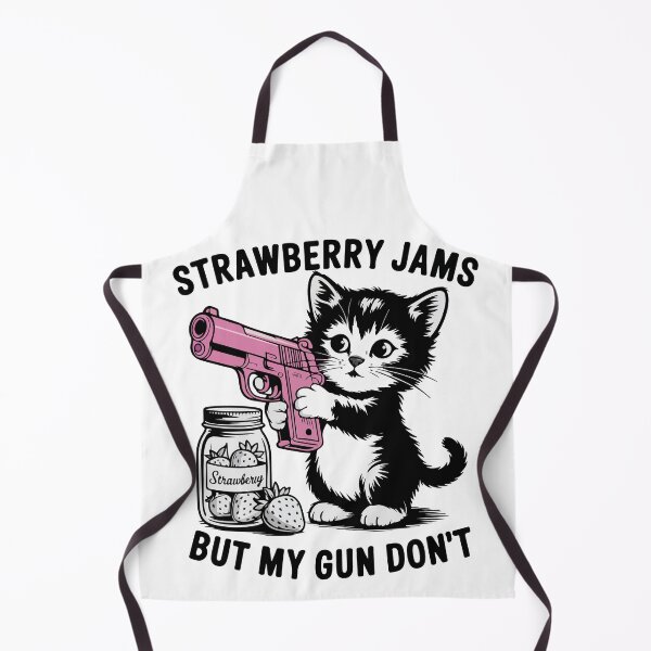 Item preview, Strawberry Jams But My Gun Don't - Cute Black Kitten Puns designed and sold by tcvnguyen.