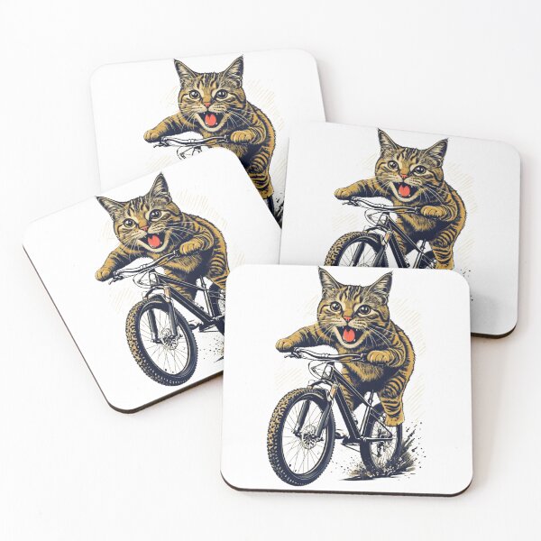 Item preview, "Cat Riding a Bicycle" Men's T-Shirt – Fun Kitten Wheelie Graphic & Eco-Friendly Fashion designed and sold by Colorful-Garden.