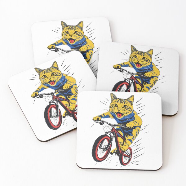Item preview, "Cat Riding a Bicycle" Men's T-Shirt – Fun Kitten Wheelie Graphic & Eco-Friendly Fashion designed and sold by Colorful-Garden.