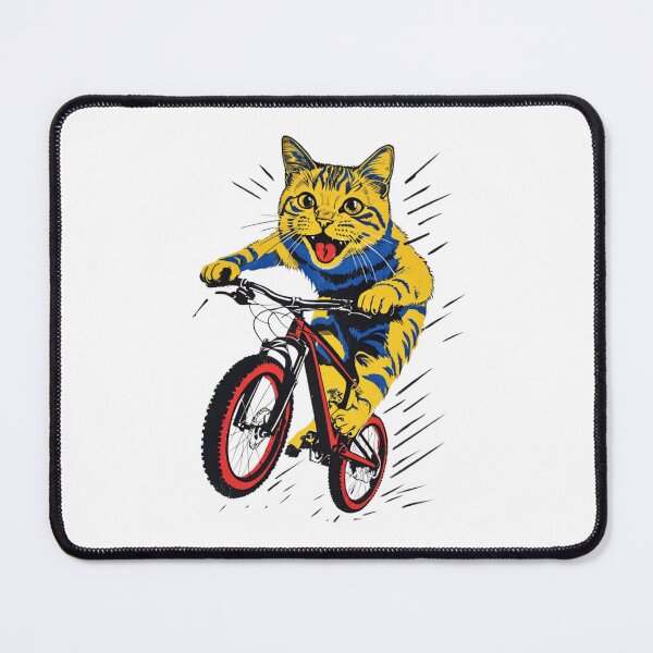Item preview, "Cat Riding a Bicycle" Men's T-Shirt – Fun Kitten Wheelie Graphic & Eco-Friendly Fashion designed and sold by Colorful-Garden.