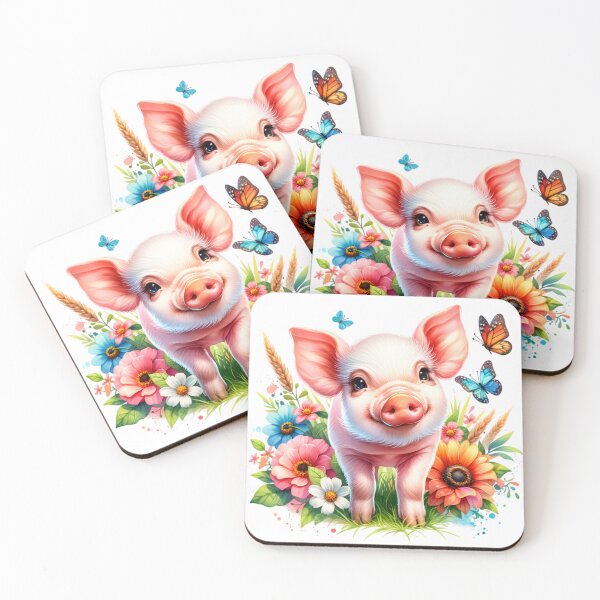 Item preview, Pigs, cute pigs, floral pigs designed and sold by LissethsWorld.