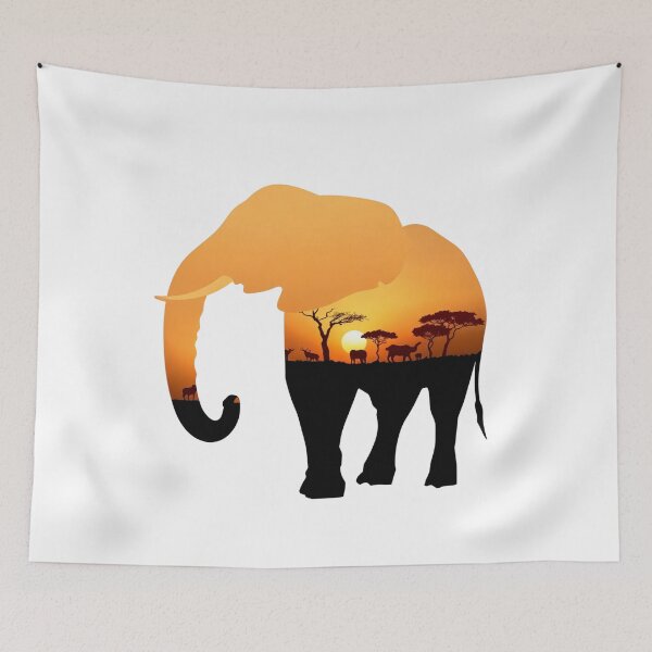 Item preview, Majestic Elephant Silhouette - African Sunset Design designed and sold by latelierdechris.