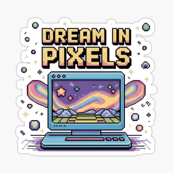 Item preview, Dream in Pixels - Y2K Aesthetic Pixel Art T-Shirt designed and sold by planwdw.