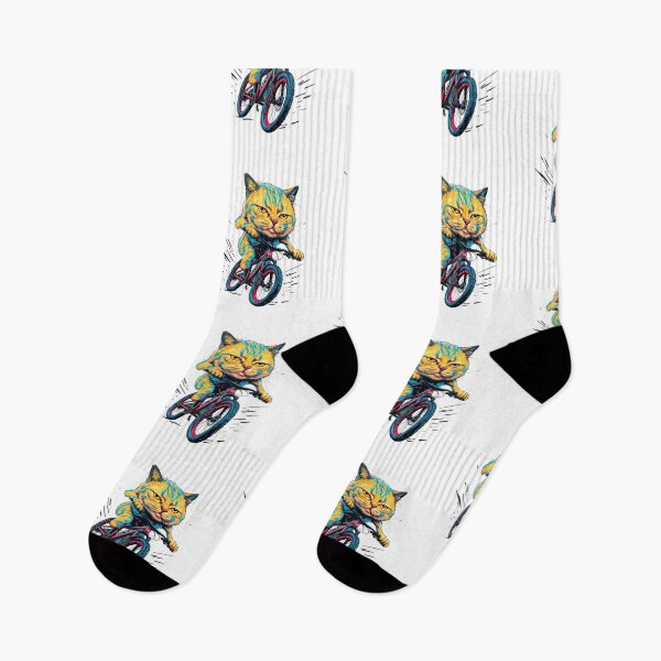 Item preview, "Cat Riding a Bicycle" Men's T-Shirt – Fun Kitten Wheelie Graphic & Eco-Friendly Fashion designed and sold by Colorful-Garden.