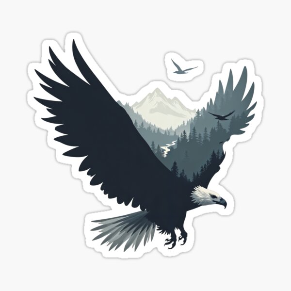 Item preview, Eagle's Freedom Silhouette - Mountain Serenity Artwork designed and sold by latelierdechris.
