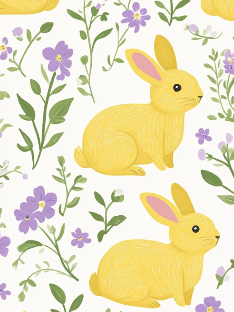 Thumbnail 5 of 5, iPhone Case, Yellow Bunny & Lavender Floral Pattern – Springtime Whimsy designed and sold by Patricks-Art.