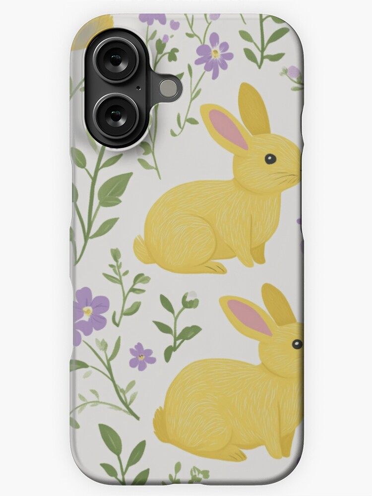 Thumbnail 1 of 4, iPhone Case, Yellow Bunny & Lavender Floral Pattern – Springtime Whimsy designed and sold by Patricks-Art.