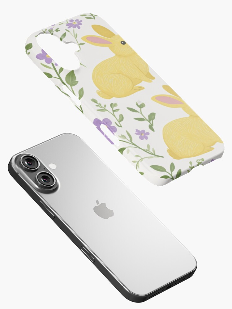Thumbnail 2 of 4, iPhone Case, Yellow Bunny & Lavender Floral Pattern – Springtime Whimsy designed and sold by Patricks-Art.