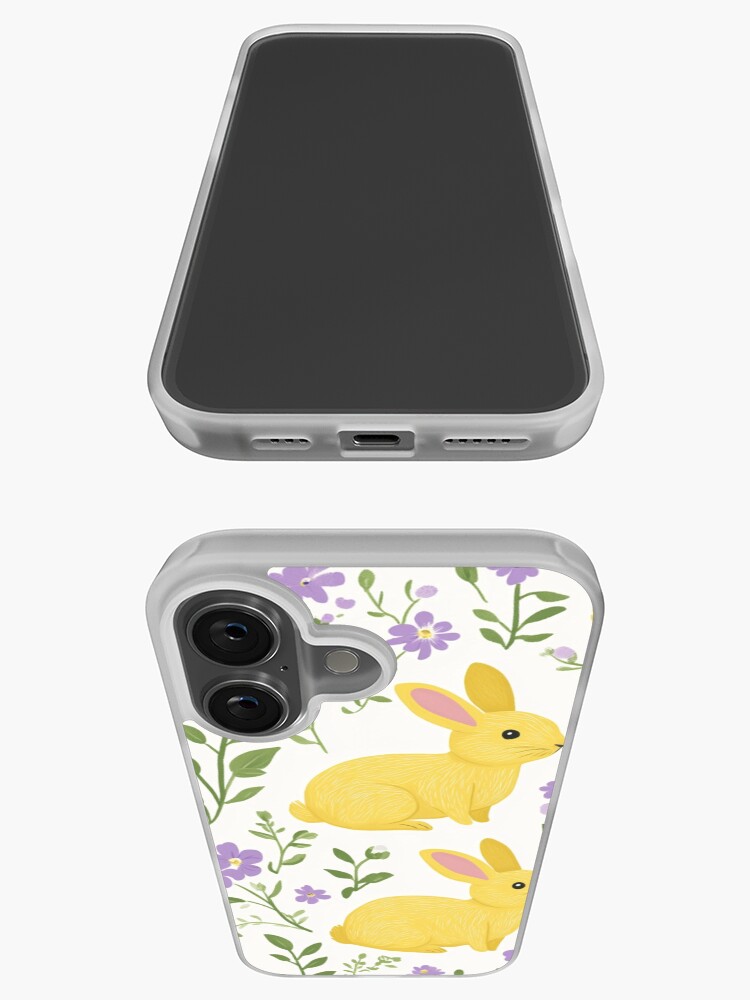 Thumbnail 3 of 5, iPhone Case, Yellow Bunny & Lavender Floral Pattern – Springtime Whimsy designed and sold by Patricks-Art.