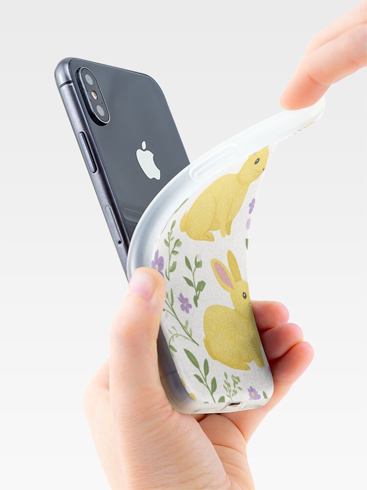 Thumbnail 4 of 5, iPhone Case, Yellow Bunny & Lavender Floral Pattern – Springtime Whimsy designed and sold by Patricks-Art.