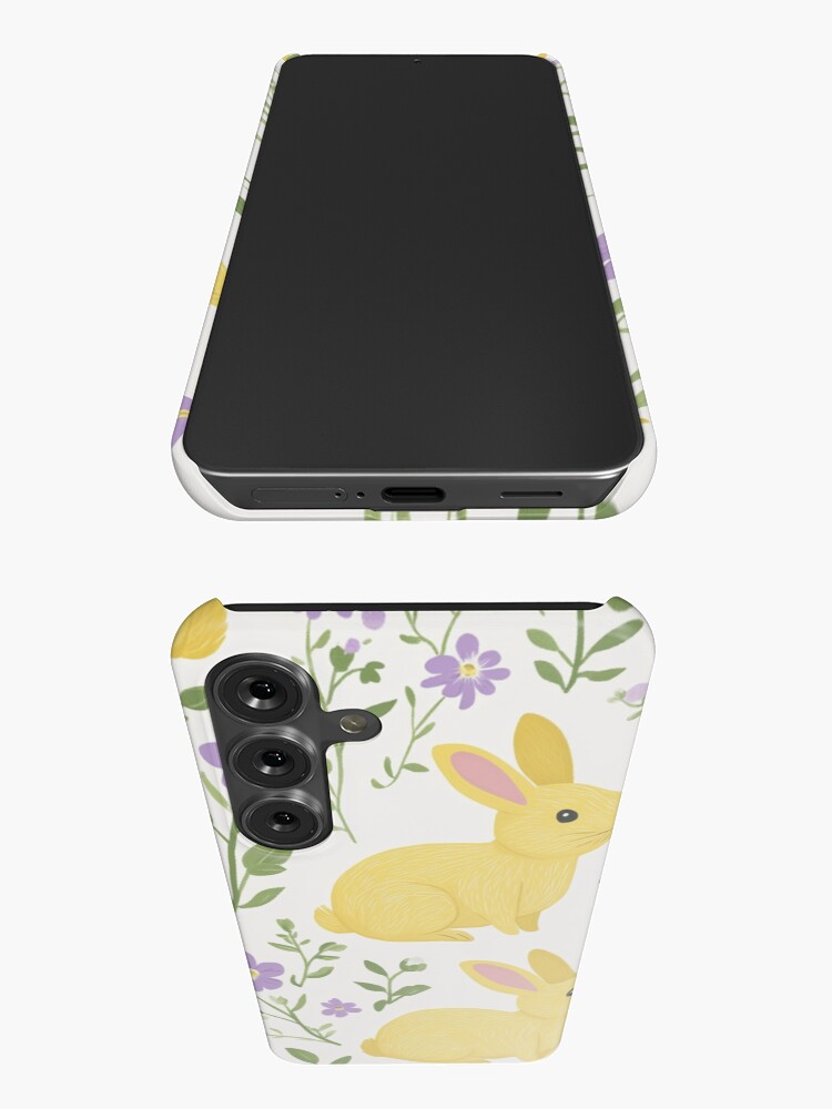 Thumbnail 3 of 4, Samsung Galaxy Phone Case, Yellow Bunny & Lavender Floral Pattern – Springtime Whimsy designed and sold by Patricks-Art.