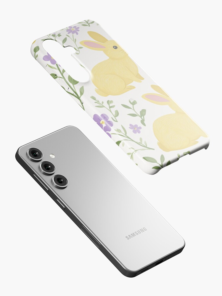 Thumbnail 2 of 4, Samsung Galaxy Phone Case, Yellow Bunny & Lavender Floral Pattern – Springtime Whimsy designed and sold by Patricks-Art.