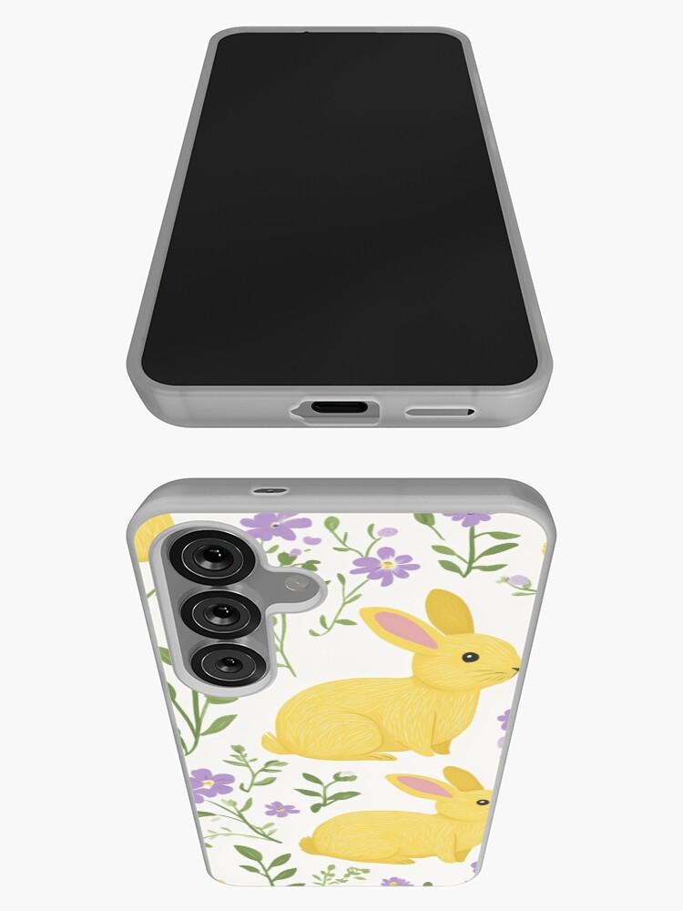 Thumbnail 3 of 4, Samsung Galaxy Phone Case, Yellow Bunny & Lavender Floral Pattern – Springtime Whimsy designed and sold by Patricks-Art.