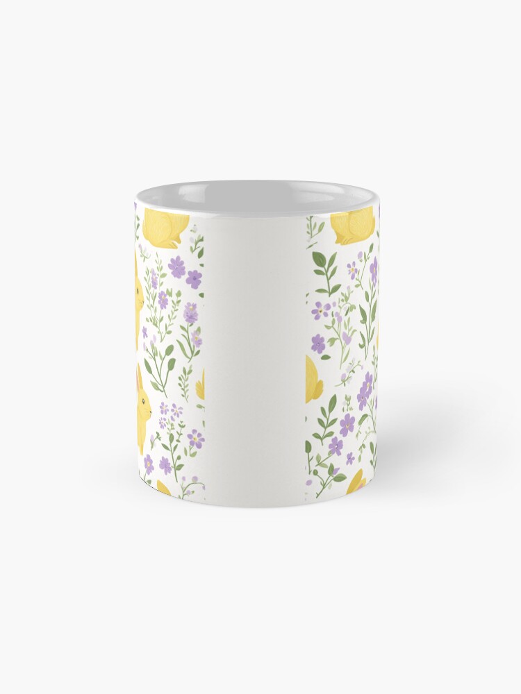 Thumbnail 4 of 6, Coffee Mug, Yellow Bunny & Lavender Floral Pattern – Springtime Whimsy designed and sold by Patricks-Art.