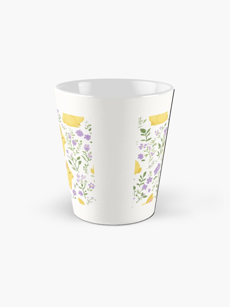 Thumbnail 2 of 4, Coffee Mug, Yellow Bunny & Lavender Floral Pattern – Springtime Whimsy designed and sold by Patricks-Art.