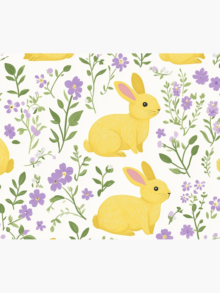 Thumbnail 5 of 5, Mouse Pad, Yellow Bunny & Lavender Floral Pattern – Springtime Whimsy designed and sold by Patricks-Art.