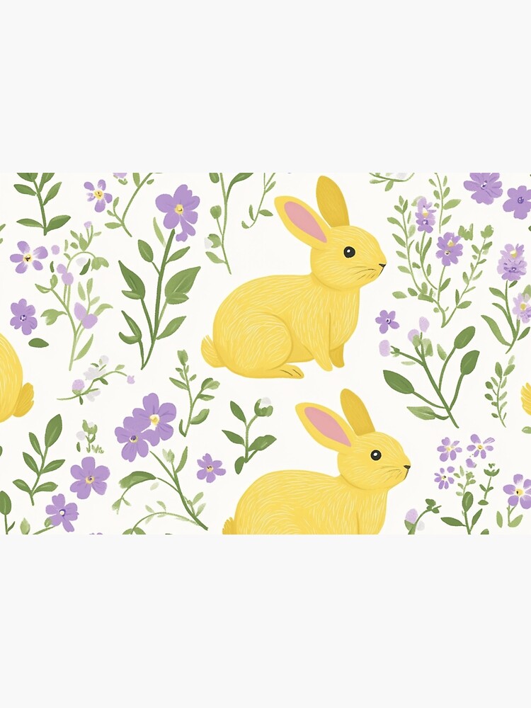 Thumbnail 3 of 3, Journal, Yellow Bunny & Lavender Floral Pattern – Springtime Whimsy designed and sold by Patricks-Art.