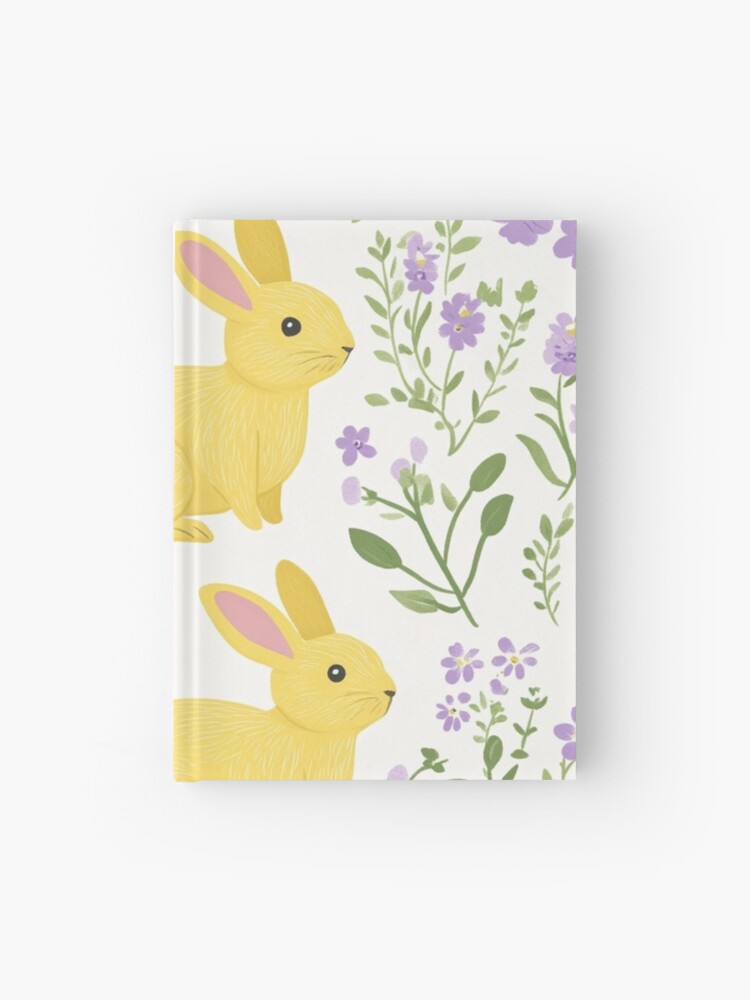 Thumbnail 1 of 3, Journal, Yellow Bunny & Lavender Floral Pattern – Springtime Whimsy designed and sold by Patricks-Art.