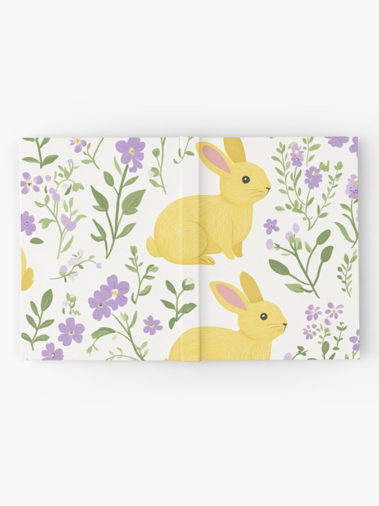 Thumbnail 2 of 3, Journal, Yellow Bunny & Lavender Floral Pattern – Springtime Whimsy designed and sold by Patricks-Art.