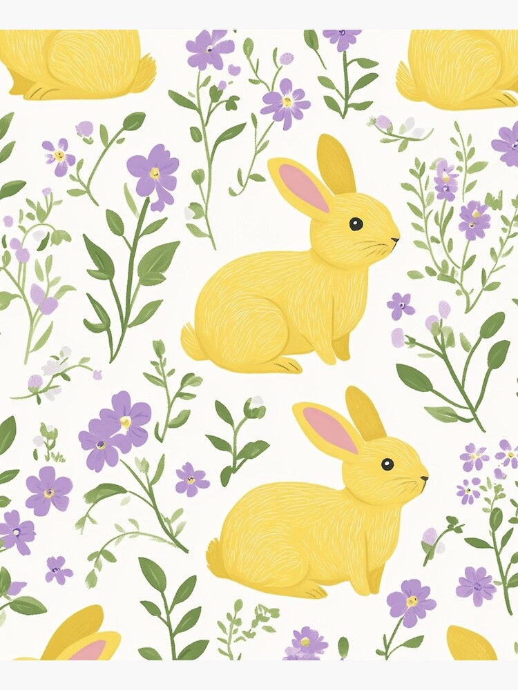 Thumbnail 6 of 6, Apron, Yellow Bunny & Lavender Floral Pattern – Springtime Whimsy designed and sold by Patricks-Art.