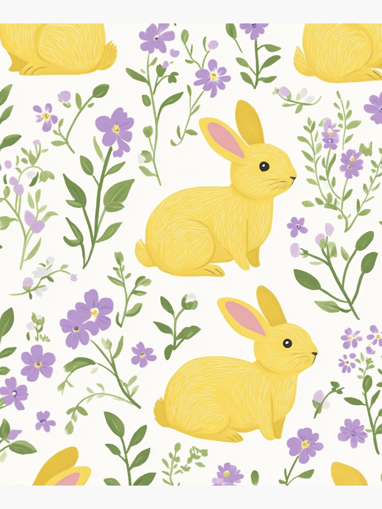 Thumbnail 5 of 5, Tote Bag, Yellow Bunny & Lavender Floral Pattern – Springtime Whimsy designed and sold by Patricks-Art.
