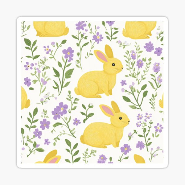 Item preview, Yellow Bunny & Lavender Floral Pattern – Springtime Whimsy designed and sold by Patricks-Art.