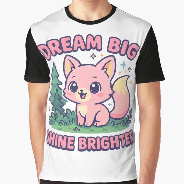 Artikel-Vorschau von Dream Big, Shine Brighter Fox T-Shirt - Süßes Motivations-T-Shirt, designt und verkauft von AnnDesignStudio.
